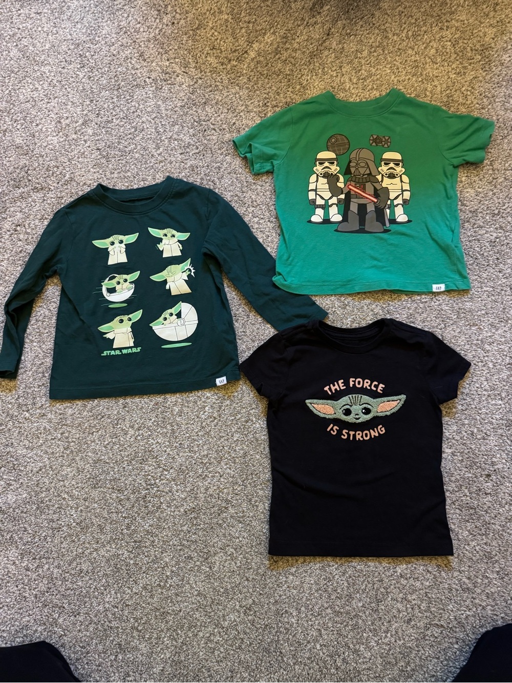 GAP Kids Star Wars Grogu & Stormtrooper Graphic Tees - Green, Dark Green, Black